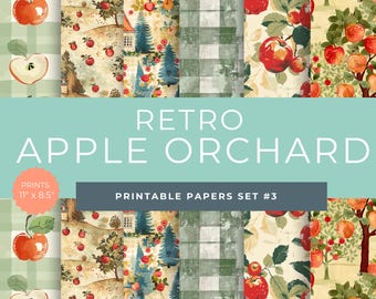 Apple Orchard Scrapbook Paper, Fall Junk Journal (Digital Download)