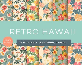 Hawaii Travel Junk Journal, Tropical Ephemera Kit, Printable Pages, Digital Download, Beach Scrapbook Supplies