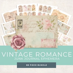 Vintage Love Letters - Romantic Junk Journal Kit - Printable Ephemera - Digital Download