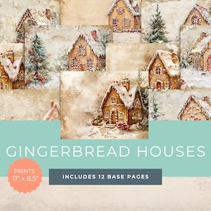Vintage Gingerbread House - Junk Journal Kit - Digital Download - Christmas Crafting Supplies