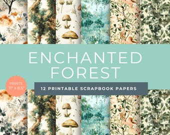 Enchanted Forest Junk Journal Kit - afdrukbare fantasiecollage - plakboekpapier - digitale download