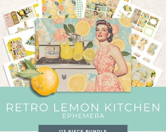 Kitchen Junk Journal Pages, Vintage Recipe Printable, Digital Ephemera, Scrapbook Papers for Creative Projects