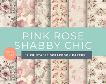 Peut inclure: Douze papiers de scrapbooking imprimables avec un motif shabby chic rose rose. Chaque papier mesure 27,9 cm sur 21,6 cm.