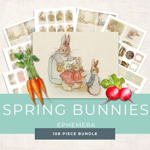 Peter Rabbit Junk Journal Kit - Printable Pages - Beatrix Potter Vintage Ephemera - Digital Download