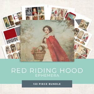 Red Riding Hood Junk Journal Kit - Vintage Fairy Tale Ephemera - Printable Pages for Scrapbooking - Digital Download