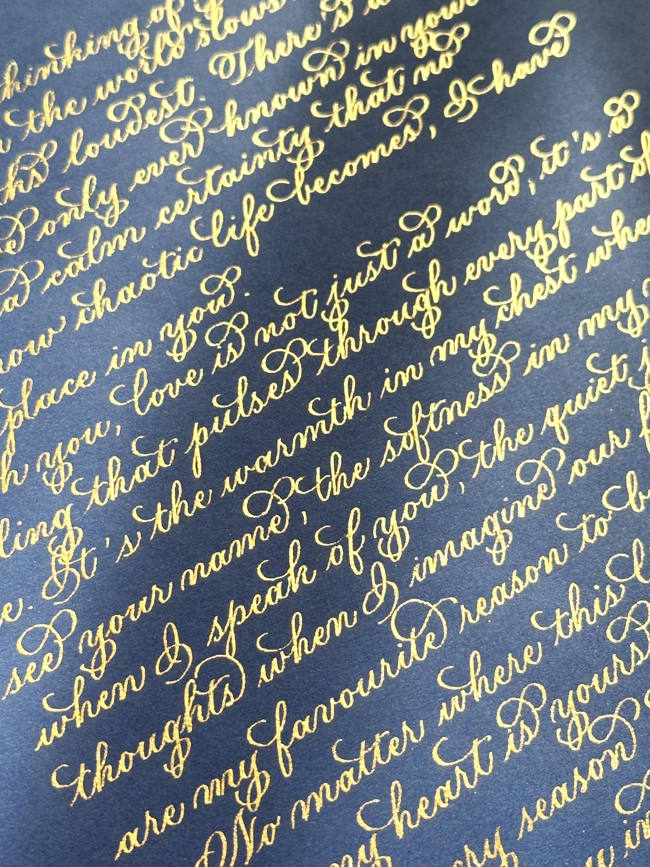 Custom Gold Ink Flourishing Calligraphy Letter: Handwritten Wedding ...