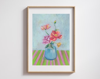オイルパステル風景画、壁画、自然画、オイルパステル画、花のアート