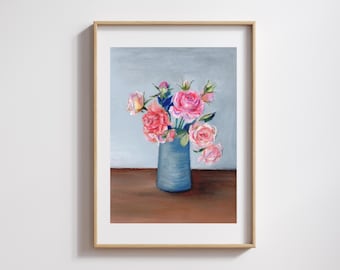 Rose Painting Pastel Art Print – Textured Fine Art Paper