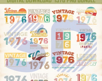 1976 Birthday PNG Bundle, Vintage 50th Birthday, Vintage 1976 Bundle