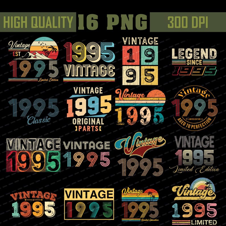 1995 Birthday PNG Bundle, 1995 30th Birthday, Vintage 1995 Bundle - Etsy