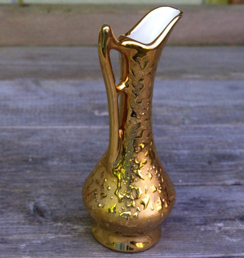 Weeping Gold Pottery Pitcher 22 KT Gold Art Deco Etsy