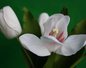 Real Touch White Tulip Flower Stems – Elegant Wedding Bouquets, Table Centerpieces, and Home Decor