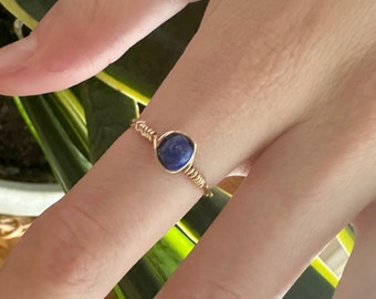 Bague en cristal personnalisée, Bague enveloppée de fil métallique, Bague avec pierres précieuses, Bague, Bagues