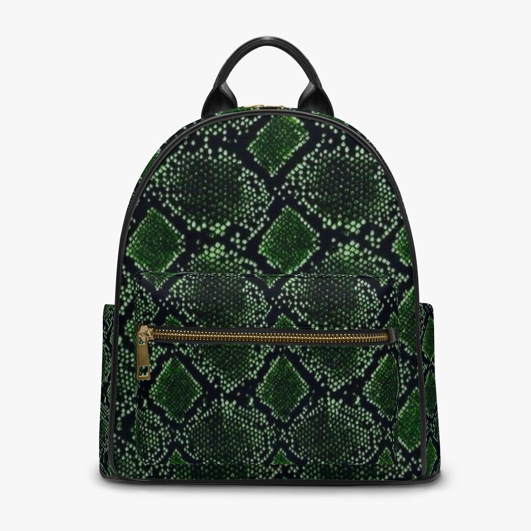 Snake Pattern Backpack Elegant Chic Minimalist Green Snake Print Backpack Stylish Womens ...