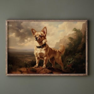 Vintage Chihuahua Portrait Art Print, Chihuahua Painting, Antique Style, Chihuahua Art, Dog Artwork, Pet Portrait, Gift, Decor, Pet Memorial