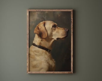 Vintage Yellow Labrador Portrait Digital Download, Printable Art Print, Yellow Lab Portrait, Antique Art, Labrador Art Print, Pet Portrait
