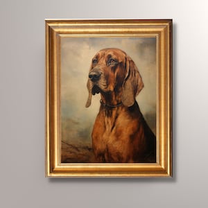 Antique Bloodhound Portrait Print, Vintage Bloodhound Painting, Dog Portrait, Pet Portrait, Bloodhound Painting, Hound Dog Art,Gift,Pet Loss