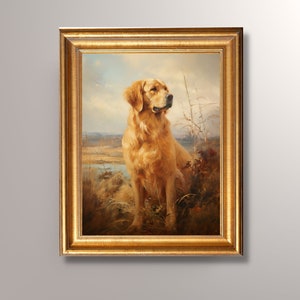 Vintage Golden Retriever Portrait Painting, Digital Download, Golden Retriever Antique Art Print, Printable, Dog Portrait, Pet Portrait