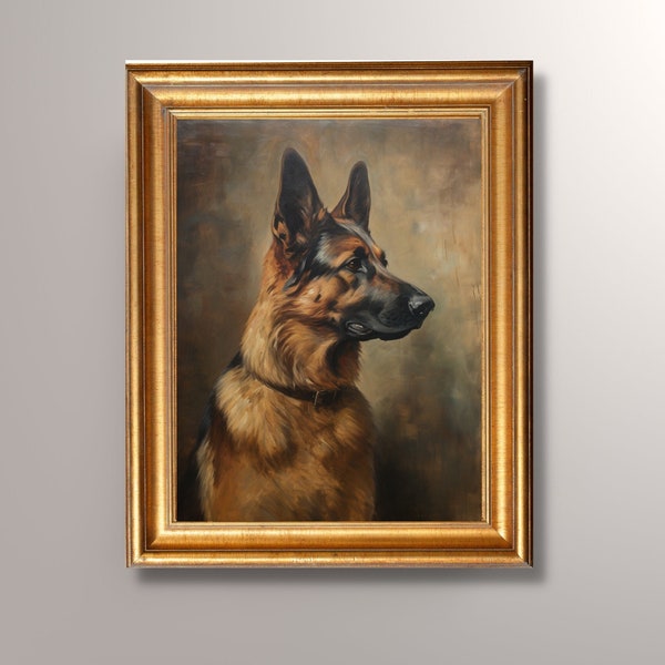 Vintage Style German Shepherd Portrait, Digital Download, Printable Art, Antique Art Print, German Shepherd Art, Pet Portrait,Gift, Wall Art