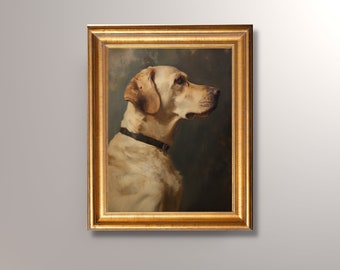 Vintage Yellow Labrador Portrait Digital Download, Printable Art Print, Yellow Lab Portrait, Antique Art, Labrador Art Print, Pet Portrait