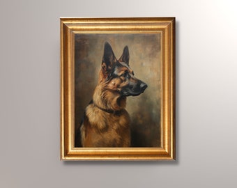 Vintage Style German Shepherd Portrait, Digital Download, Printable Art, Antique Art Print, German Shepherd Art, Pet Portrait,Gift, Wall Art