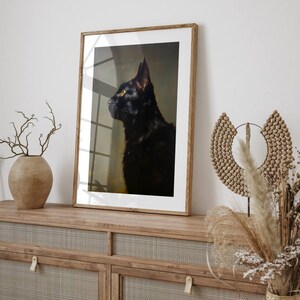 Antique Black Cat Portrait, Black Cat Painting, Cat Art Print, Vintage Black Cat Art Print, Pet Portrait, Wall Art,Home Decor, Gift, antique black cat painting, vintage black cat painting, vintage black cat portrait, 5x7, 8x10, 11x14, 12x16, wall art
