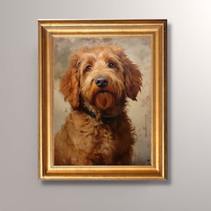 Goldendoodle Portrait, Goldendoodle Art Print, Antique Art, Goldendoodle Print, Goldendoodle Painting, Pet Portrait, Wall Art, Gift,Pet Loss