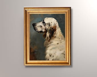 Vintage English Setter PortraitPainting, Antique Art, English Setter Art Print, English Setter Painting, Pet Portrait, English Setter Gift