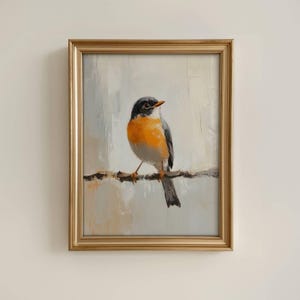 Robin Art Print, Bird Art, American Robin Wall Art, Robin Portrait, Bird Print, Robin Painting, Woodland Creature, Vintage, Gift, Home Decor