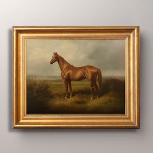 Pintura de cavalo antigo, impressão de arte de cavalo, arte de cavalo vintage, cavalo marrom claro, arte equestre, retrato de cavalo, belas artes, arte ocidental, presente