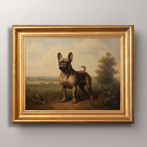 Vintage French Bulldog Print, French Bulldog Painting, Bulldog Art, Antique Art, Pet Portrait, Dog Portrait, Cottagecore, Academia Decor