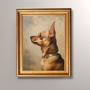 Vintage Chihuahua Portrait digitaler Download, Chihuahua Malerei, antike Kunst, Hunde Portrait, Haustier Portrait, druckbare Kunst, Cottagecore, Geschenk