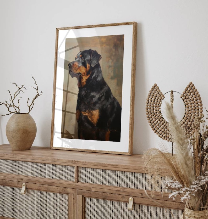Vintage Rottweiler Vintage Rottweiler Portrait Art Print: Antique Style Dog Painting - Etsy
