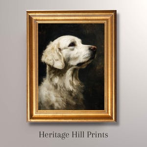 Vintage White Golden Retriever Fine Art Print, White Golden Retriever Art, White Golden Retriever Portrait, Antique Art Print, Gift