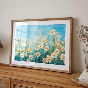 Gänseblümchen Feld Kunstdruck: Freundliche, florale Wanddeko