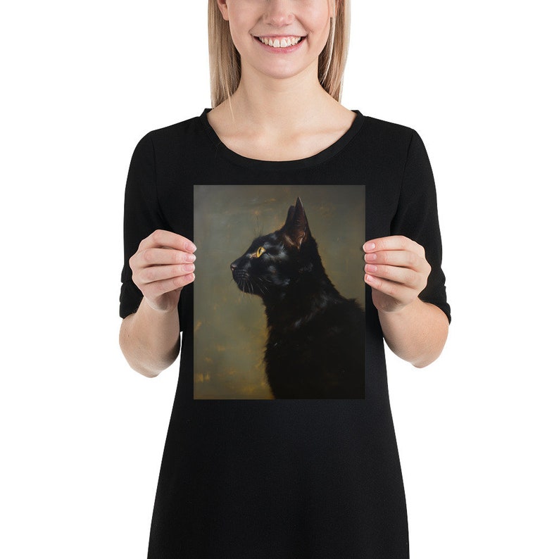 Antique Black Cat Portrait, Black Cat Painting, Cat Art Print, Vintage Black Cat Art Print, Pet Portrait, Wall Art,Home Decor, Gift, antique black cat painting, vintage black cat painting, vintage black cat portrait, 5x7, 8x10, 11x14, 12x16, wall art