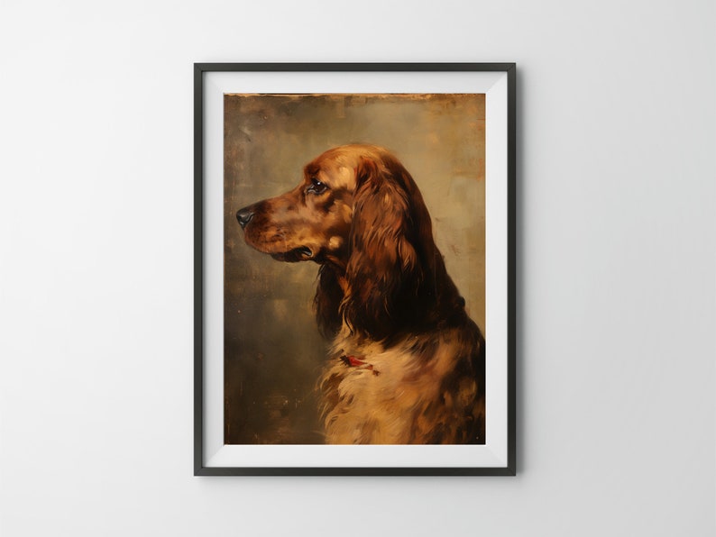 Vintage Cocker Spaniel Portrait Painting, Antique Art Print, Cocker ...