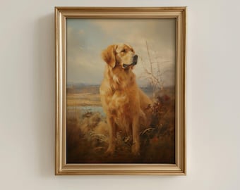Vintage Golden Retriever Portrait Printable, Digital Download, Golden Retriever Antique Art Print, Golden Retriever printable, Pet Portrait