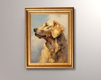 Golden Retriever Portrait Art Print, Golden Retriever Painting, Dog Portrait, Pet Portrait, Dog Owner Gift, Pet Memorial, Wall Art, Gift