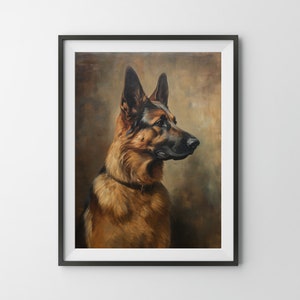 Vintage German Shepherd Oil Painting - German Shepherd Art Print, Dog Portrait, Pet Portrait, Pet Loss, Pet Memorial, Antique Art Print - 5x7, 8x10, 11x14, 12x16, Vintage Art, Dog Owner Gift, Wall Decor, Cottagecore,Academia Decor, Farmhouse, Cottage