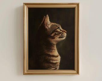 Portrait de chat marron antique Impression artistique