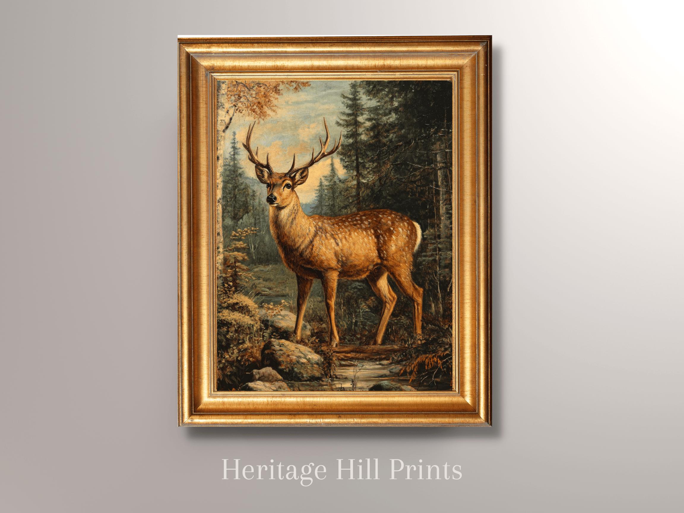 Vintage Deer Art Print: Antique Wildlife Art, Deer Portrait - Etsy