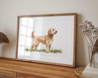 Goldendoodle Watercolor Portrait: Goldendoodle Art Print