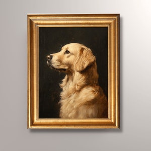 Stampa artistica vintage di Golden Retriever, arte di Golden Retriever, ritratto di Golden Retriever, dipinto di Golden Retriever, stampa artistica antica, regalo
