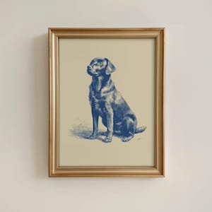 Chocolate Labrador Pen and Ink Art Print, Vintage Chocolate Lab Portrait, Brown Labrador Art, Gift, Illustration, Drawing