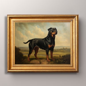 Vintage Rottweiler Portrait Druck: Antique Style Dog Art