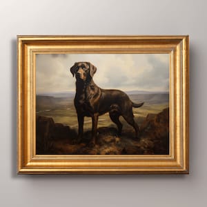 Vintage Chocolate Labrador Portrait Print, Brown Lab Print, Antique, Chocolate Lab Painting, Fine Art, Brown Labrador Art, Pet Memorial Gift
