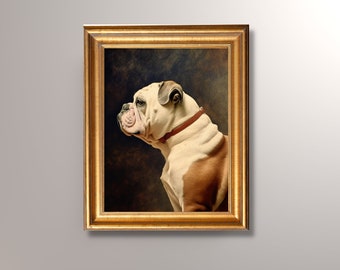 Antique English Bulldog Painting, Digital Download, Bulldog Portrait, Bulldog Art, Bulldog Print, Pet Portrait, Dog Portrait, Printable Art