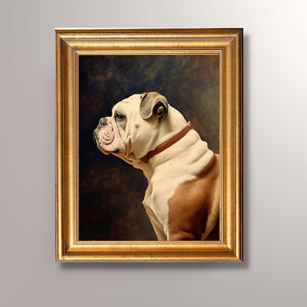 Antique English Bulldog Painting, Digital Download, Bulldog Portrait, Bulldog Art, Bulldog Print, Pet Portrait, Dog Portrait, Printable Art