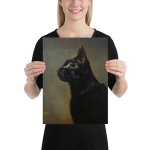 Antique Black Cat Portrait, Black Cat Painting, Cat Art Print, Vintage Black Cat Art Print, Pet Portrait, Wall Art,Home Decor, Gift, antique black cat painting, vintage black cat painting, vintage black cat portrait, 5x7, 8x10, 11x14, 12x16, wall art
